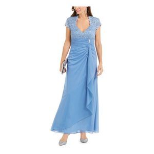 B&A  BY BETSY & ADAM Womens Light Blue Maxi Formal Dress Petites 14P